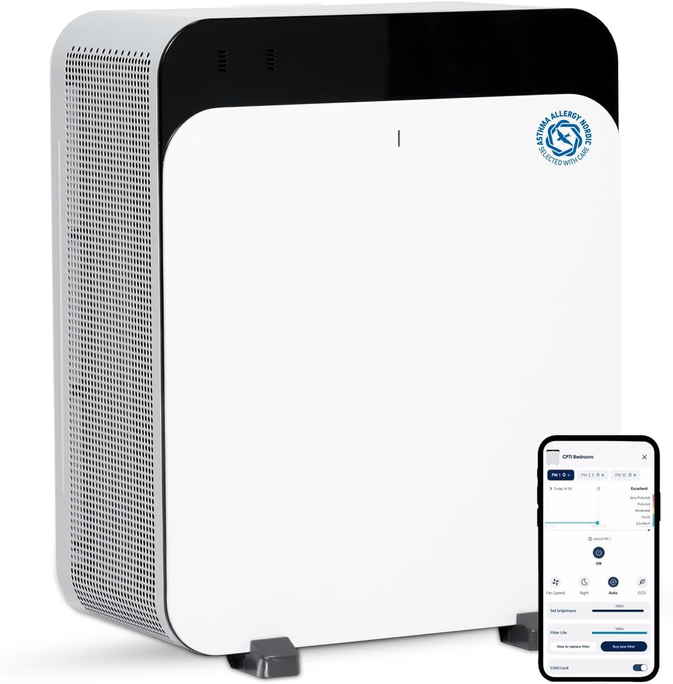 Blueair Classic Pro CP7i Premium Air Purifier for Home, Smart Air Purifier for Pet Allergens, Quiet, Blue Light Sterilisation | Tackles Viruses & Bacteria | Purifies up to 130m² in 30 minutes