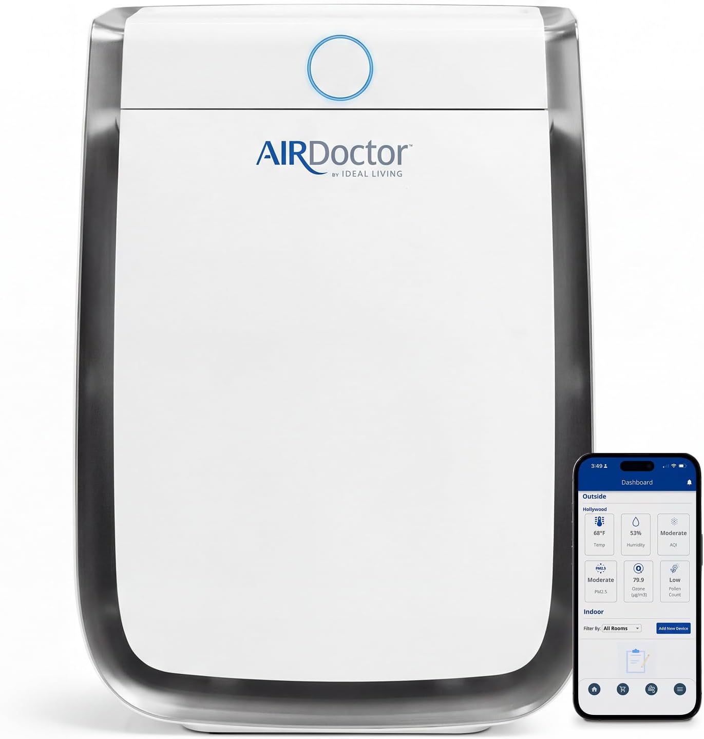 AIRDOCTOR 3500i SMART Air Purifier for Living Rooms and Bedrooms 3-Stage Filtration with Pre-Filter, UltraHEPA, Carbon/VOC Captures Particles 100 Times Smaller Than Standard HEPA